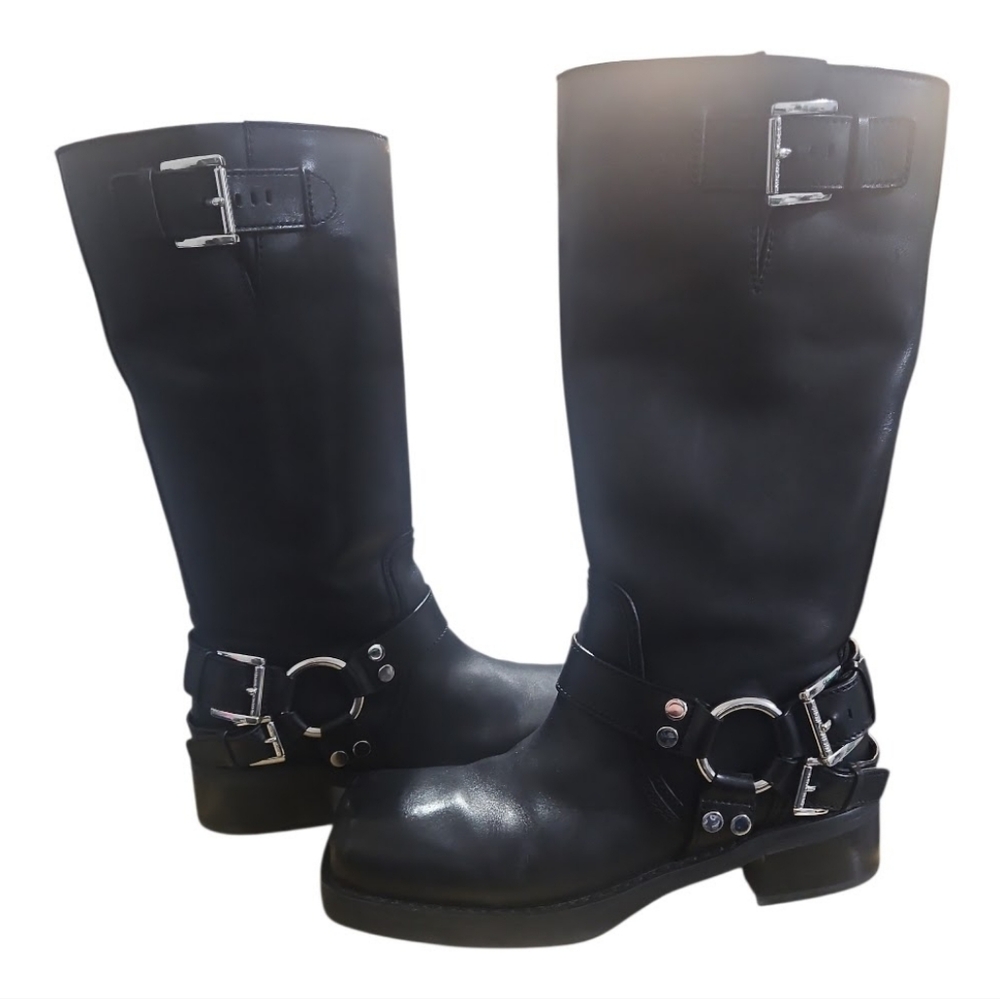 MICHAEL Michael Kors Crosby Black Leather Moto Boots sz 6.5 - Picture 6 of 14